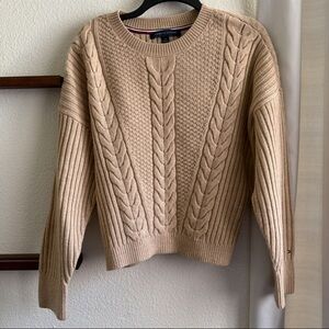 Cable Knit Beige Sweater | Tommy Hilfiger
